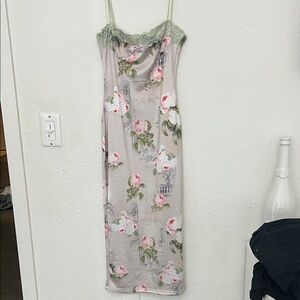 Floral Lace Trim Slip Dress